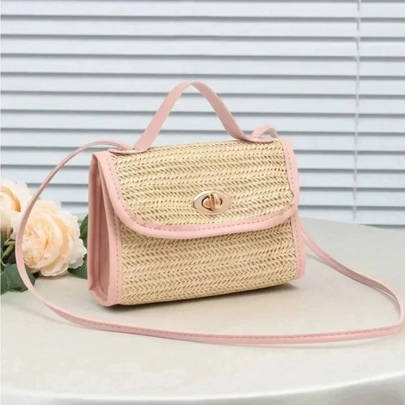 Handbags - ⚠️Clearance Woven Mini Crossbody Bag Pink Apricot